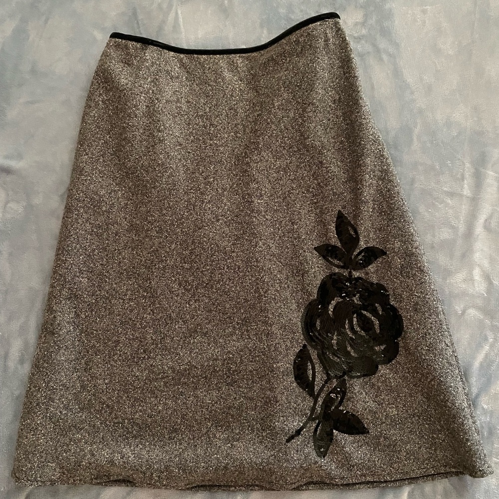 Black rose embroidered skirt